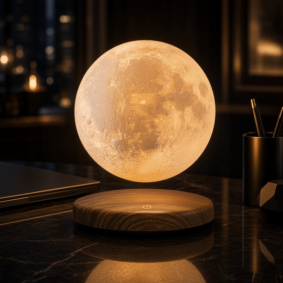 LunaFloat™ Magnetic Levitating 3D Moon Lamp — Luxury Desk & Nightstand Setup